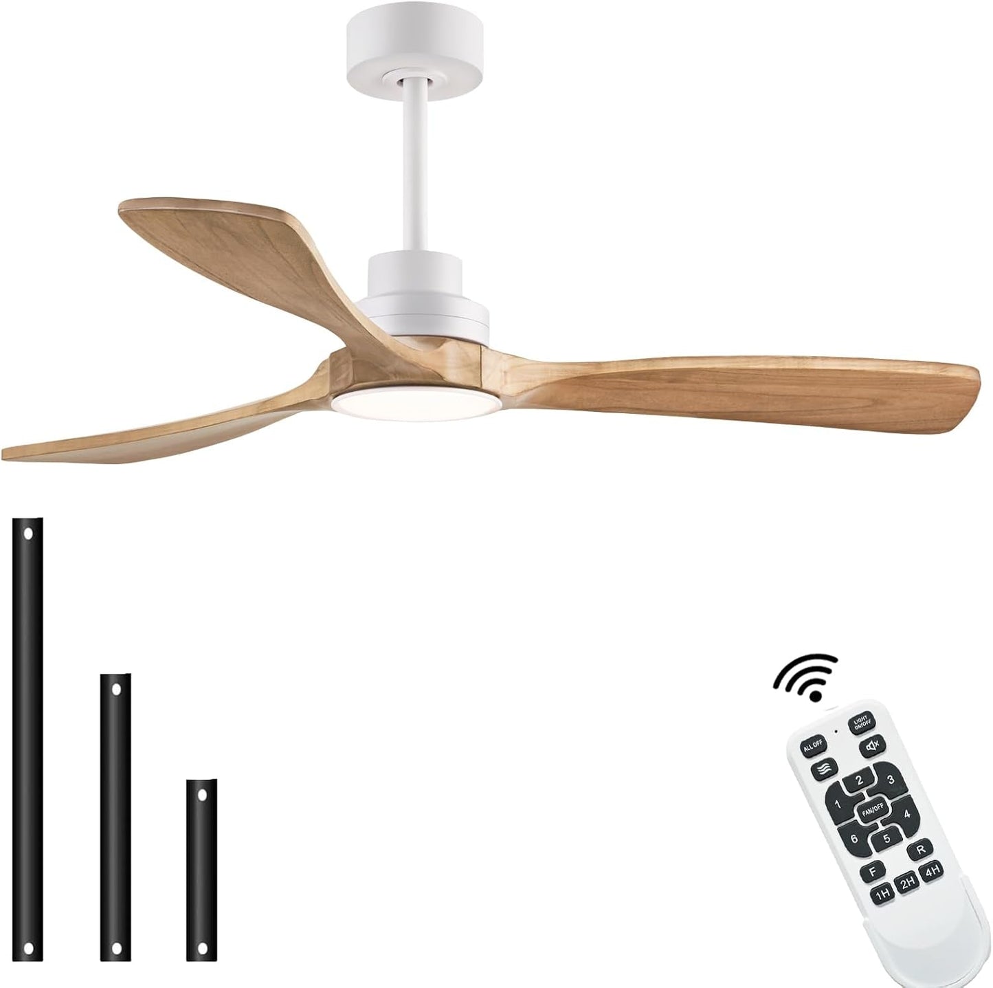 52" Wood Ceiling Fan with Light with Remote Control Ceiling Fan with 3