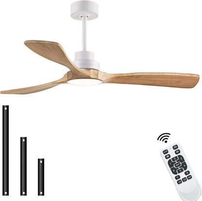 52" Wood Ceiling Fan with Light with Remote Control Ceiling Fan with 3