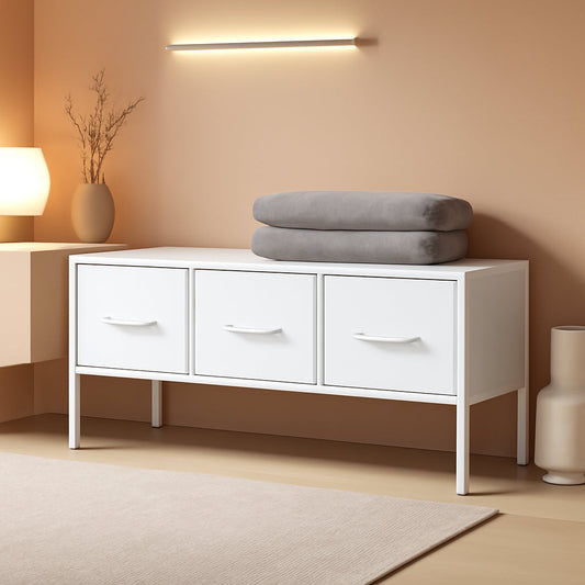 White Closet Storage Organizer With Fabric Drawers-0