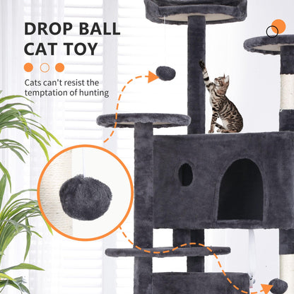 BestPet 54in Cat Tree Tower for Indoor Cats,Multi-Level Furniture Activity Center with Scratching Posts Stand House Condo Funny Toys Kittens Pet Play House,Dark Gray