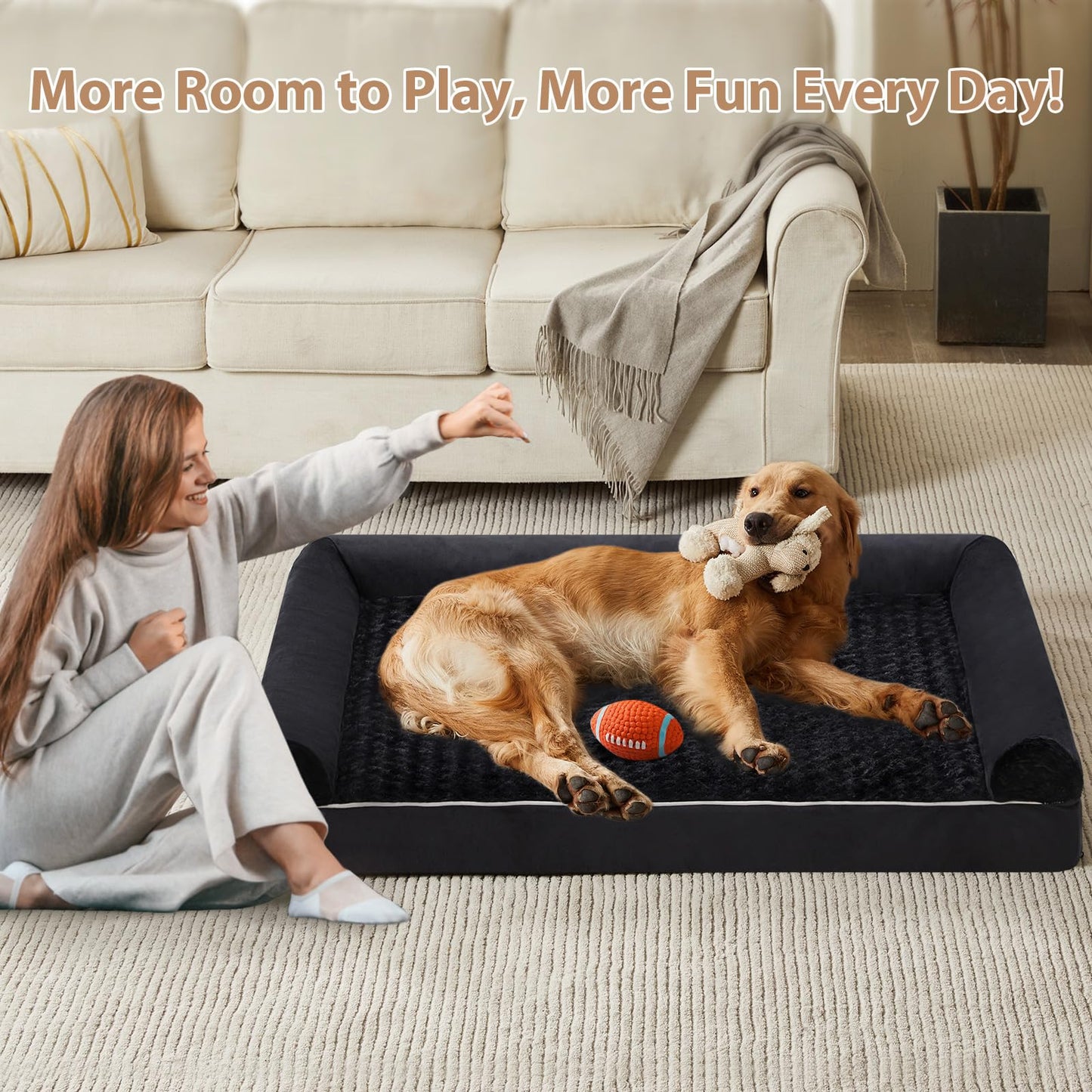 BFPETHOME Dog Beds for Large Dogs, Orthopedic Dog Bed for Medium Large Dogs,Big Waterproof Couch Dog Pet Bed with Removable Washable Cover