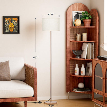 Modern Floor Lamp Simple Design with White Shade, Foot Pedal Switch, 60" Small Tall Lamps for Living Room Bedroom Office Dining Room Kitchen, Black Pole Lamp(Without Bulb)