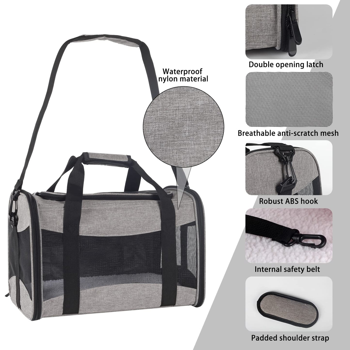 Cat Carrying Case Pet Dog Carrier Soft-Sided Cat Bag Airline Approved, Pet Travel Carrier Up to 15 Lbs, Collapsible Cat Carrier Dog Carrier for Medium Cats Small Cats Dogs(17x11x11 Green)