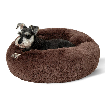 Bedsure Calming Cat Beds for Indoor Cats - Small Cat Bed Washable 20 inches, Anti-Slip Round Fluffy Plush Faux Fur Pet Bed, Fits up to 15 lbs Pets, Camel