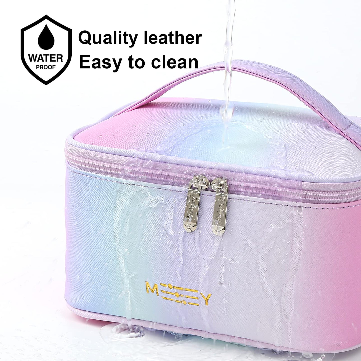 Meiyuuo Cute Makeup Bag Small Cosmetic Bags for Women Girls Gift for Teens Medium Pouch for Purse Essentials Toiletry Zip Pouch PU Waterproof Organizer Case (Cow Print)