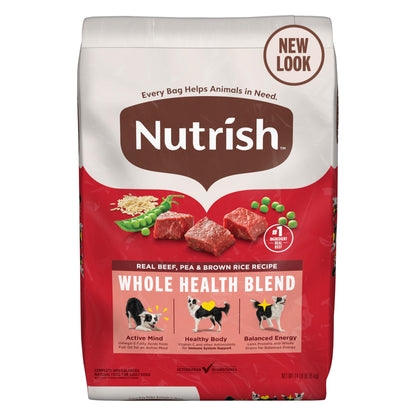 Nutrish Real Beef, Pea & Brown Rice Recipe Whole Health Blend Dry Dog Food, 40 lb. Bag, Packaging May Vary (Rachael Ray)