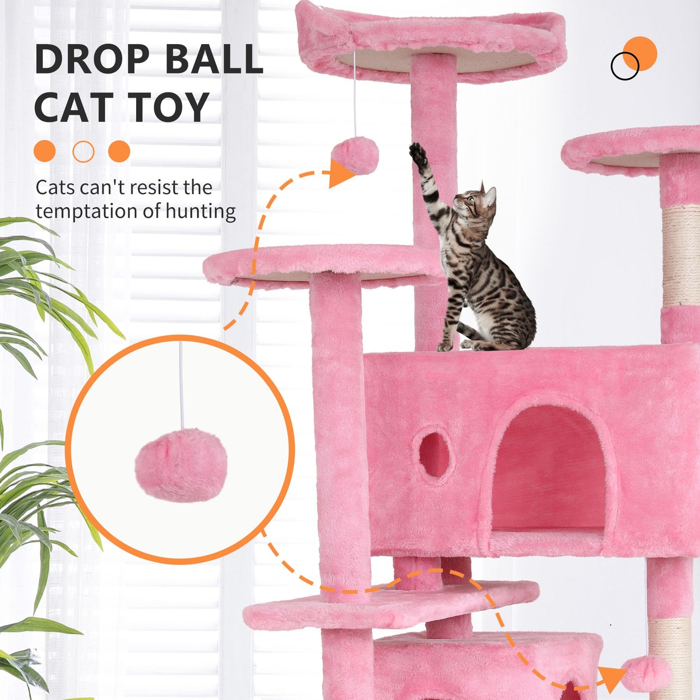 BestPet 54in Cat Tree Tower for Indoor Cats,Multi-Level Furniture Activity Center with Scratching Posts Stand House Condo Funny Toys Kittens Pet Play House,Dark Gray