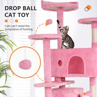 BestPet 54in Cat Tree Tower for Indoor Cats,Multi-Level Furniture Activity Center with Scratching Posts Stand House Condo Funny Toys Kittens Pet Play House,Dark Gray