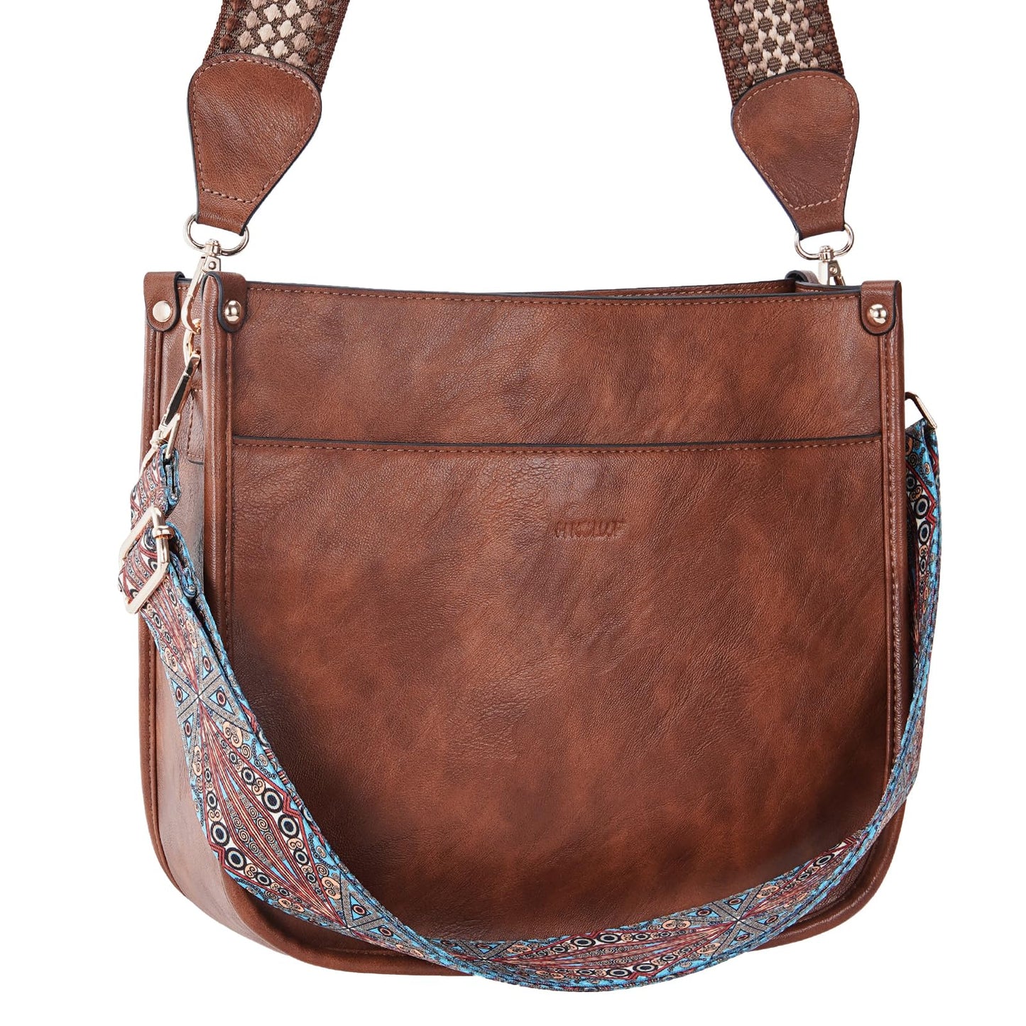 HKCLUF Crossbody Bags for Women Trendy Vegan Leather Hobo Handbags With 2PCS Adjustable Guitar Strap Shoulder Bucket Bags