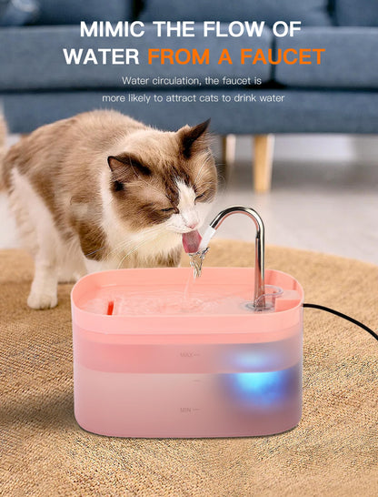 Cat Water Fountain, 84OZ/2.5L Cat Fountain, Super Silent Pet Water Fountain, Activated Carbon Filter, Translucent Pet Water Dispenser Suitable for Multiple Pets Family (Black)