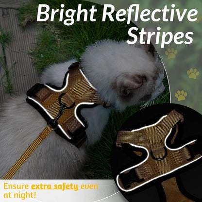 rabbitgoo Cat Harness and Leash for Walking, Escape Proof Soft Adjustable Vest Harnesses for Cats, Easy Control Breathable Reflective Strips Jacket, Black, XS