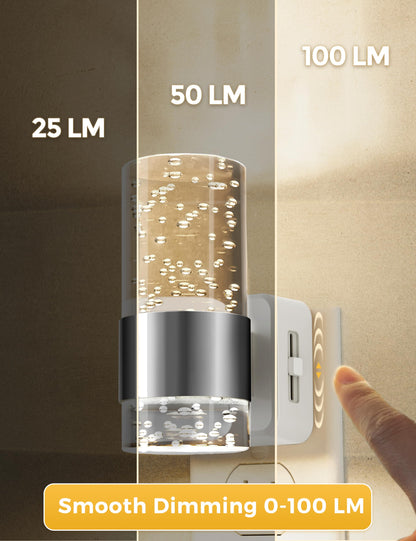 Night Lights Plug into Wall, Soft Light LED Night Light with Adjustable Brightness, Plug in Night Light with Auto Light Sensor, Wall Sconce-Style Design Night Light for Bathroom,Hallway, 2 Pack