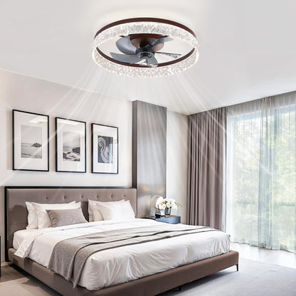 LEDIARY 20" Modern Ceiling Fans with Lights and Remote, Dimmable Low Profile Ceiling Fan, Flush Mount Ceiling Fan, Stepless Color Temperature Change and 6 Speeds - White