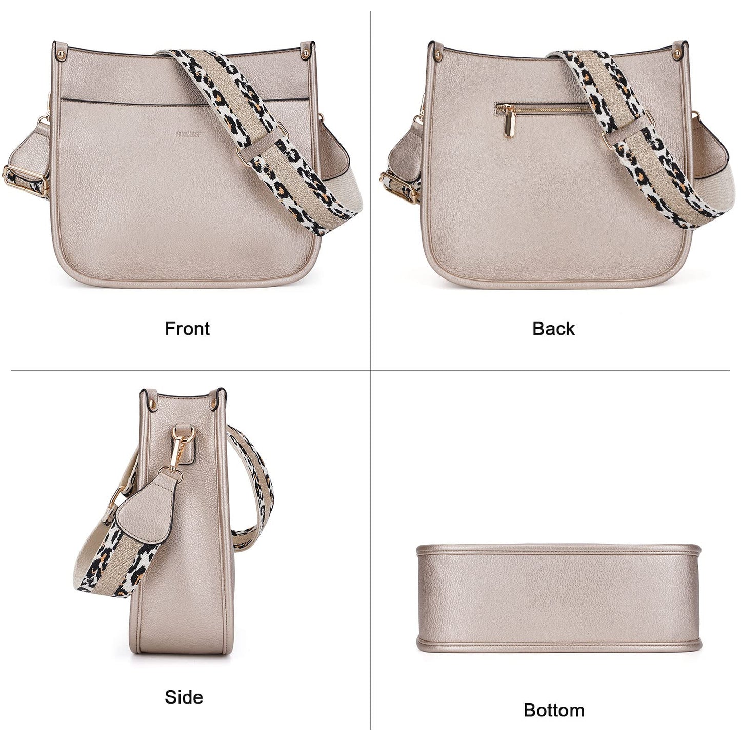 HKCLUF Crossbody Bags for Women Trendy Vegan Leather Hobo Handbags With 2PCS Adjustable Guitar Strap Shoulder Bucket Bags