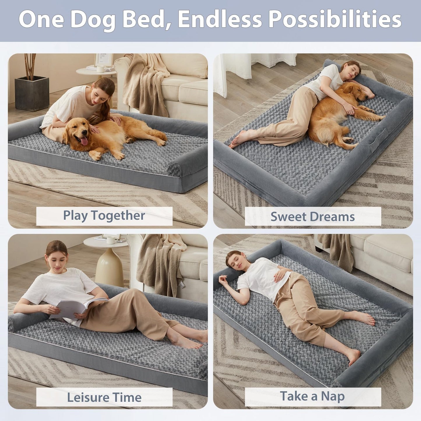 BFPETHOME Dog Beds for Large Dogs, Orthopedic Dog Bed for Medium Large Dogs,Big Waterproof Couch Dog Pet Bed with Removable Washable Cover
