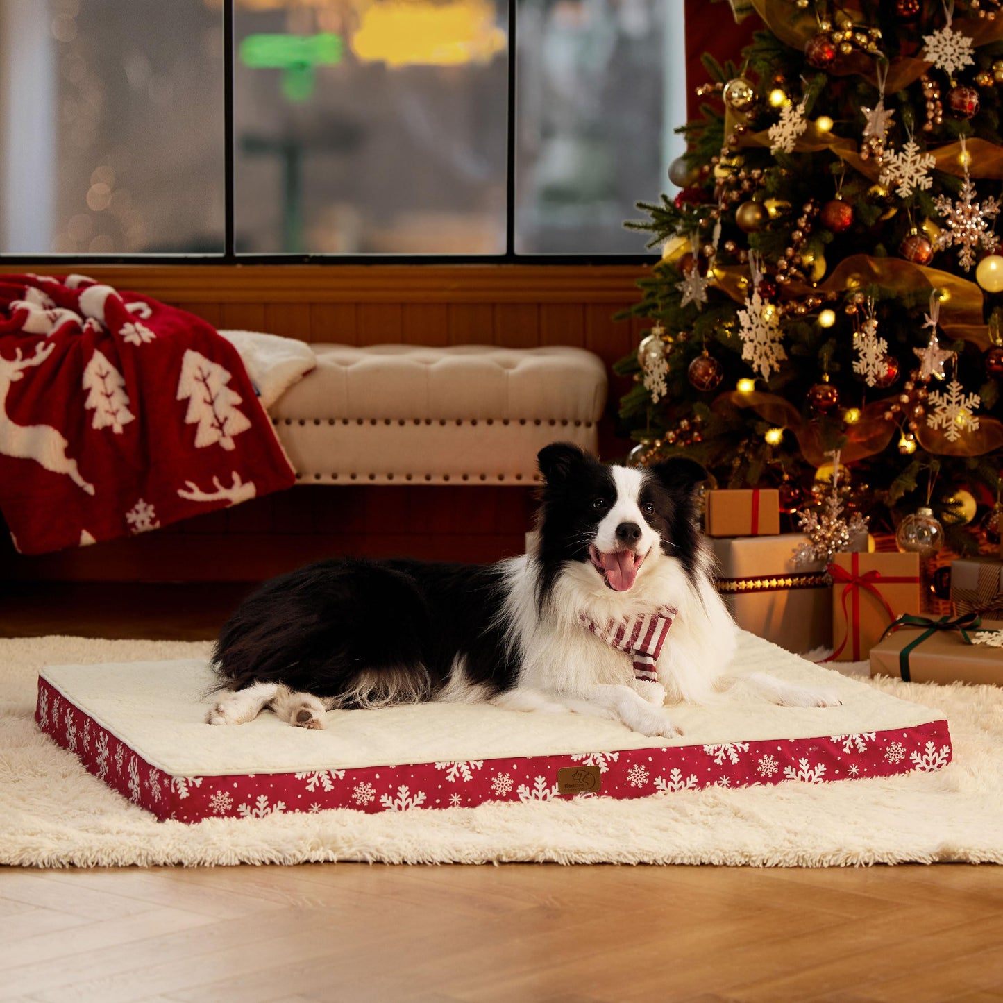 Bedsure Dog Bed for Large Dogs - Orthopedic Waterproof Puppy Beds with Removable Washable Cover, Egg Crate Foam Pet Mat, Suitable for Pet Up to 65 lbs