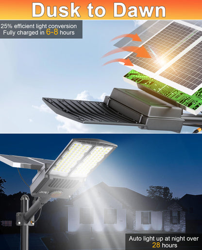 JAYNLT Y-12000W Solar Street Lights Outdoor,6500K High Lumen Solar Parking Lot Lights Commercial, Large Split Type Solar Flood Lights with Remote Control,Solar Security Lights for Yard,Driveway