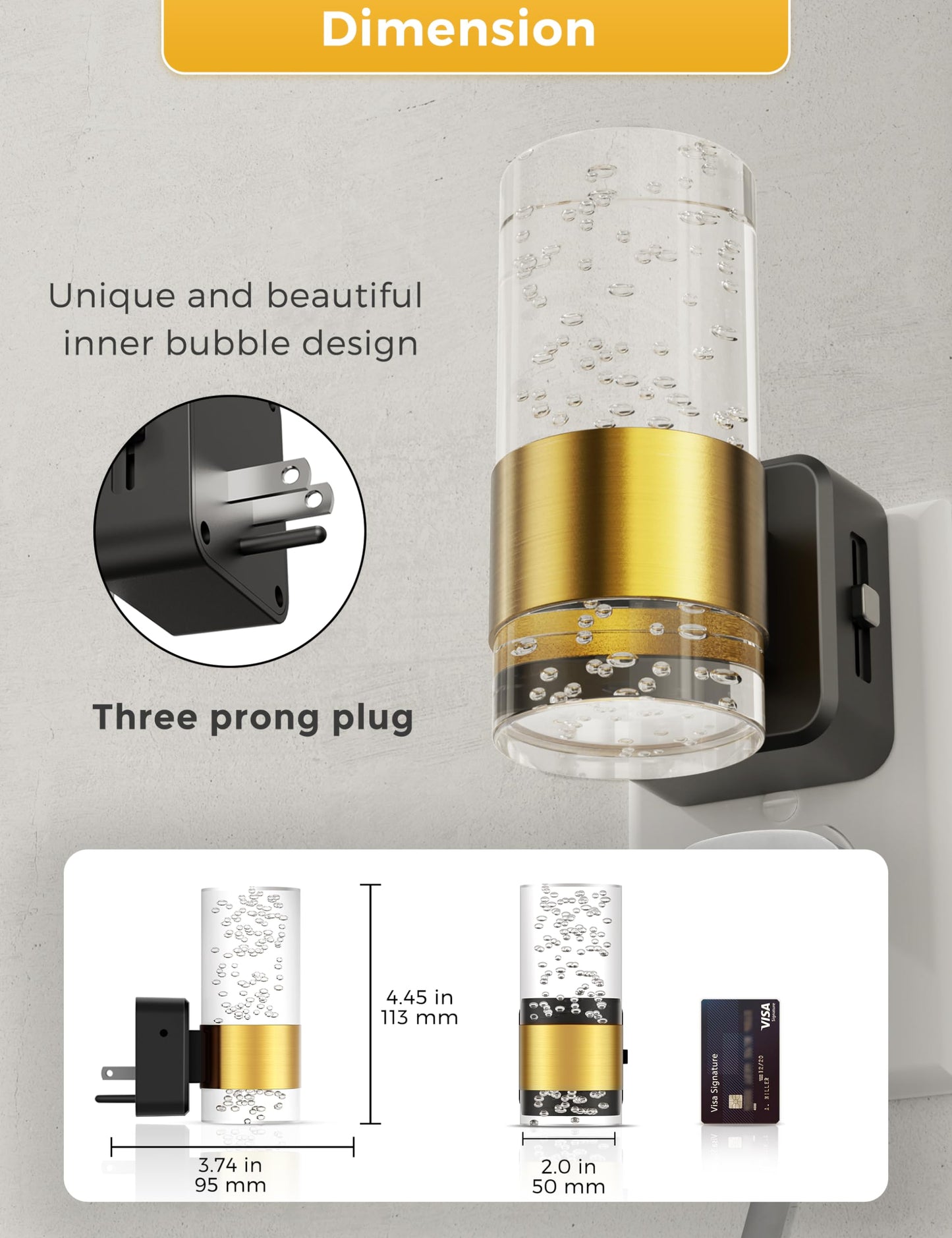 Night Lights Plug into Wall, Soft Light LED Night Light with Adjustable Brightness, Plug in Night Light with Auto Light Sensor, Wall Sconce-Style Design Night Light for Bathroom,Hallway, 2 Pack