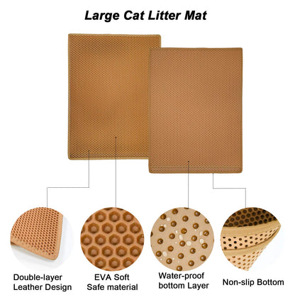 Pieviev Cat Litter Mat Double Layer Waterproof Urine Proof Trapping Mat 1 Pack (Gray, 24x15 Inch (Pack of 1))