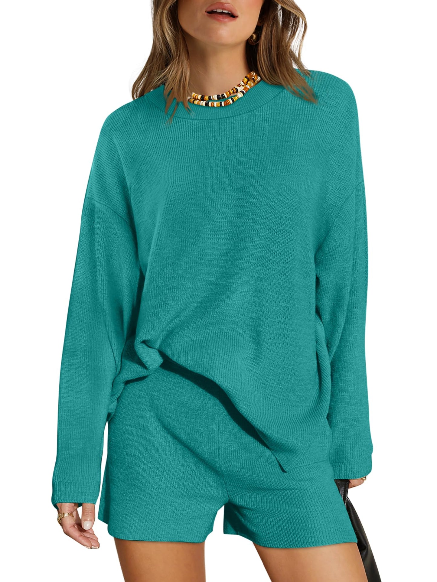 XIEERDUO Womens Sweater Sets 2 Piece Outfits Shorts Athleisure Lounge Wear Fall Fashion 2024