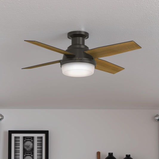 Fan Dempsey Low Profile Ceiling Fans with Lights and Remote, Flush