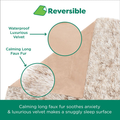 Furhaven - Manta impermeable y lavable para perros y gatos de interior, hecha en piel sintética de pelo largo sintético y terciopelo en color madera, XL, gris niebla
