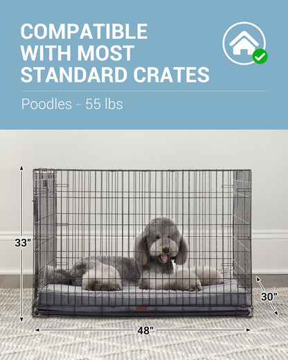 OhGeni 35 Inch Orthopedic Waterproof & Machine Washable Dog Bed for Medium Large Pets, Suitable for Crates, 25D Egg Crate Foam, Non-Slip Bottom & Removable Cover, Invisible Zipper(Gray)