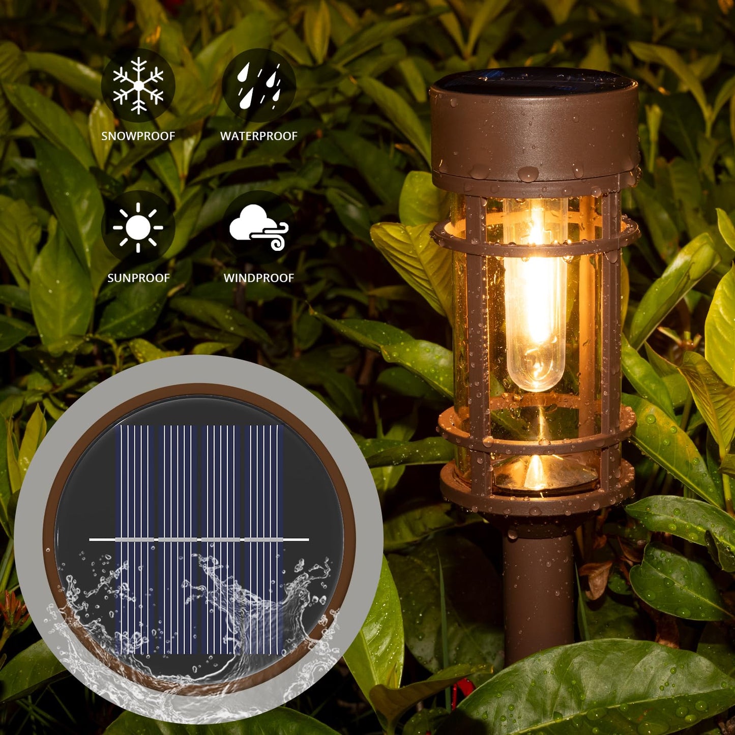 8 Pack Solar Pathway Lights Outdoor, Waterproof Solar Lights Outdoor with Metal & Glass Design - Auto On/Off, Long-Lasting, Landscape Lighting for Garden, Yard, Lawn, Driveway, Walkway
