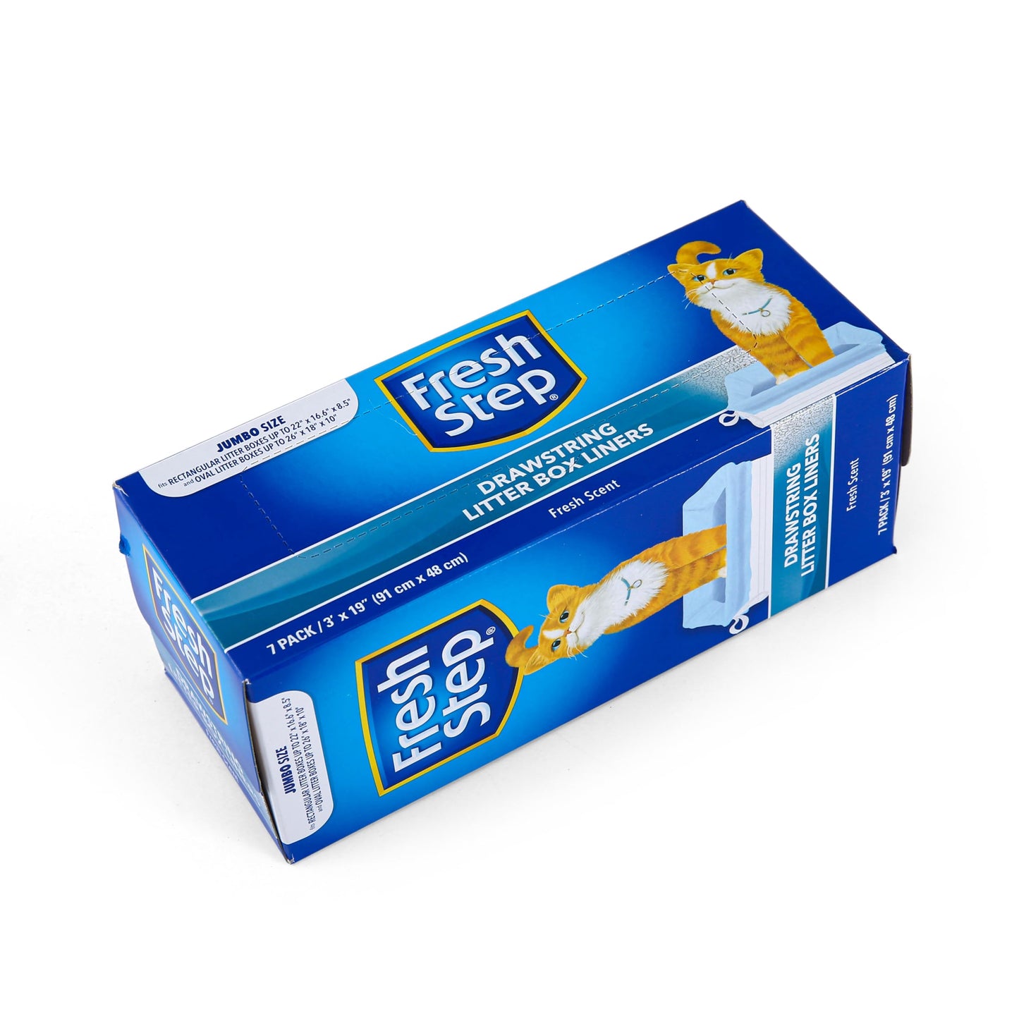 Fresh Step Drawstring Cat Litter Box Liners, Unscented, Size Jumbo, 36" x 19" | Kitty Litter Bags - 15 Count - Cat Litter Liners for Rectangle or Oval Large Litterboxes