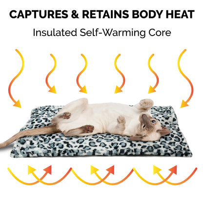 Furhaven ThermaNAP Self-Warming Cat Bed for Indoor Cats & Small Dogs, Washable & Reflects Body Heat - Quilted Faux Fur Reflective Bed Mat - Gray, Small