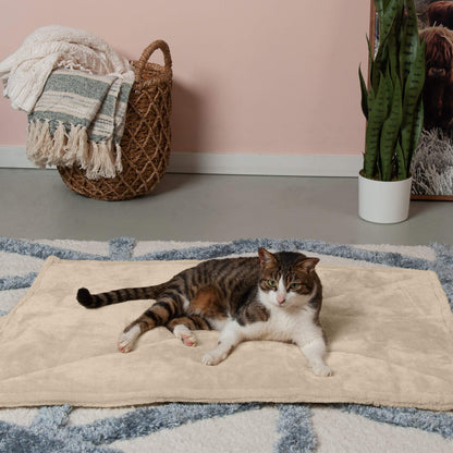 Furhaven ThermaNAP Self-Warming Cat Bed for Indoor Cats & Small Dogs, Washable & Reflects Body Heat - Quilted Faux Fur Reflective Bed Mat - Gray, Small
