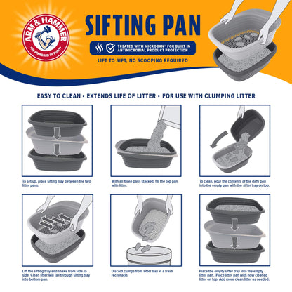 Arm & Hammer Cat Boxes for Indoor Cats with Microban, Sifting Litter Box, Scoop Free Cat Litter Tray, USA Made