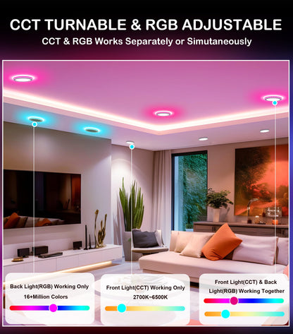 [6 Pack] CLOUDY BAY 4inch Smart WiFi LED Recessed Lights,RGBCW Color Changing Recessed Lighting,Compatible with Alexa and Google Home Assistant,10W 2700K-6500K,CRI90+ Wet Location,White Finish