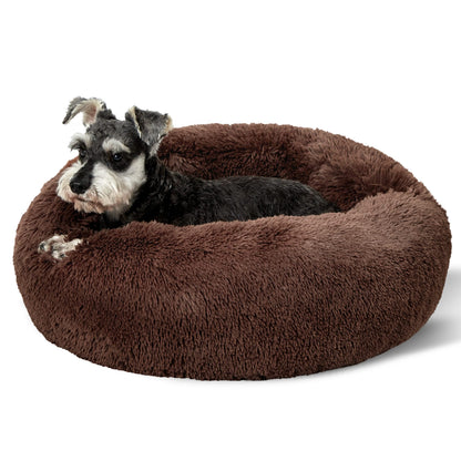 Bedsure Calming Cat Beds for Indoor Cats - Small Cat Bed Washable 20 inches, Anti-Slip Round Fluffy Plush Faux Fur Pet Bed, Fits up to 15 lbs Pets, Camel