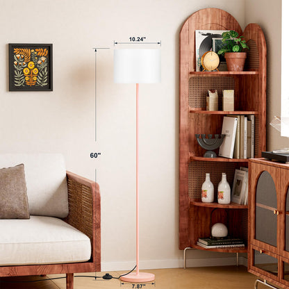 Modern Floor Lamp Simple Design with White Shade, Foot Pedal Switch, 60" Small Tall Lamps for Living Room Bedroom Office Dining Room Kitchen, Black Pole Lamp(Without Bulb)