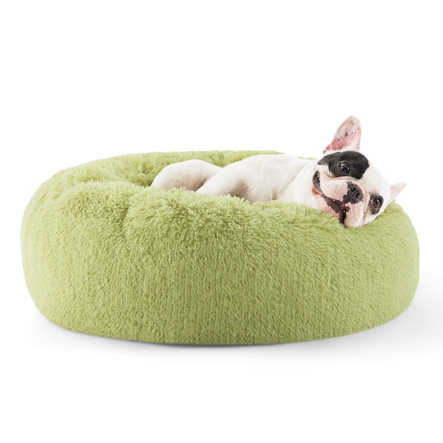 Bedsure Calming Cat Beds for Indoor Cats - Small Cat Bed Washable 20 inches, Anti-Slip Round Fluffy Plush Faux Fur Pet Bed, Fits up to 15 lbs Pets, Camel