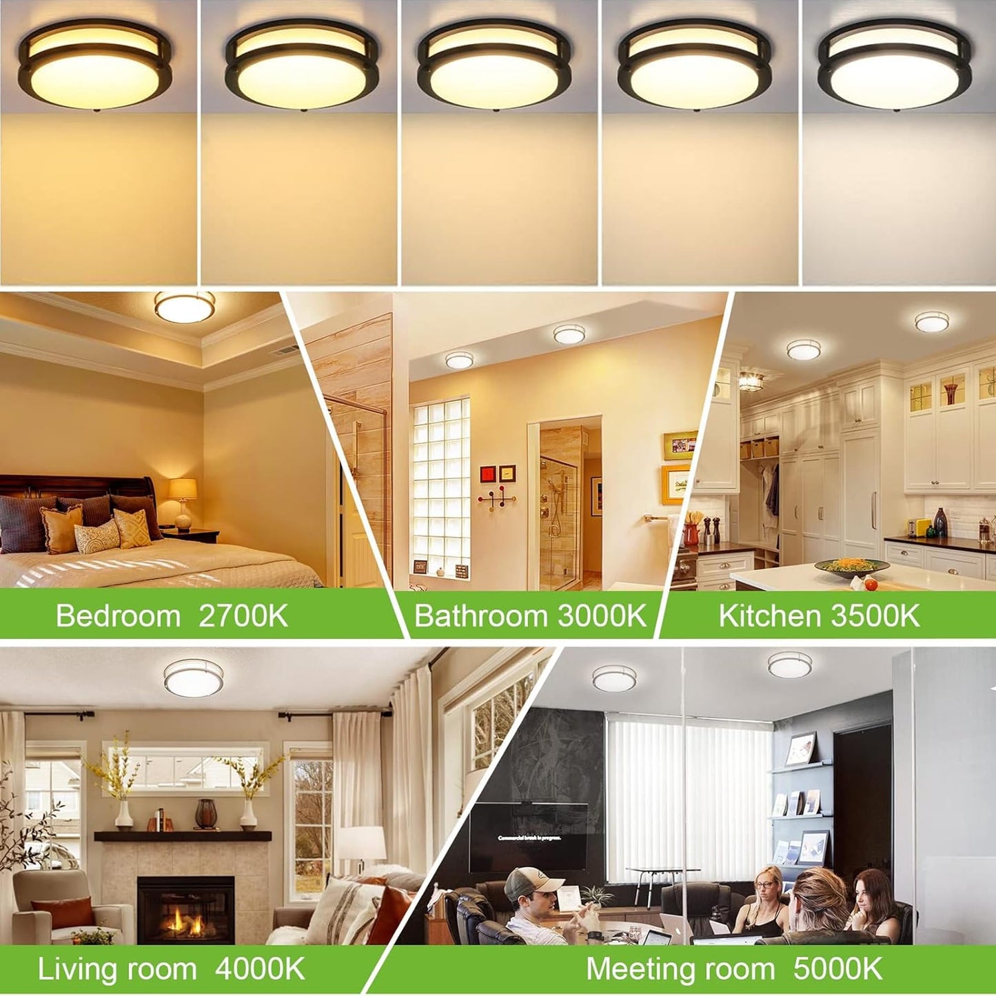 13 inch Flush Mount LED Ceiling Light Fixture, 2700K/3000K/3500K/4000K/5000K Adjustable Ceiling Lights, Oil Rubbed Bronze Saturn Dimmable Lighting for Hallway Bathroom Kitchen or Stairwell, ETL Listed