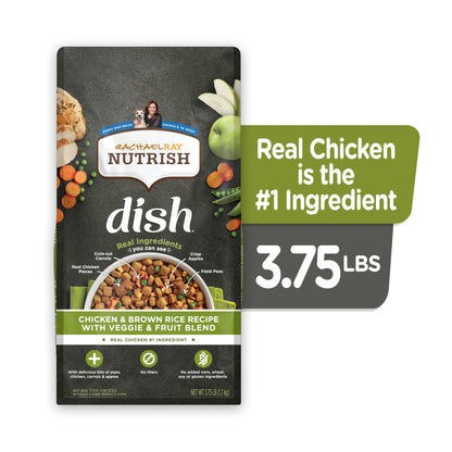 Rachael Ray Nutrish Dish Premium Dry Dog Food, Chicken & Brown Rice Recipe with Veggies & Fruit, 23 Pounds
