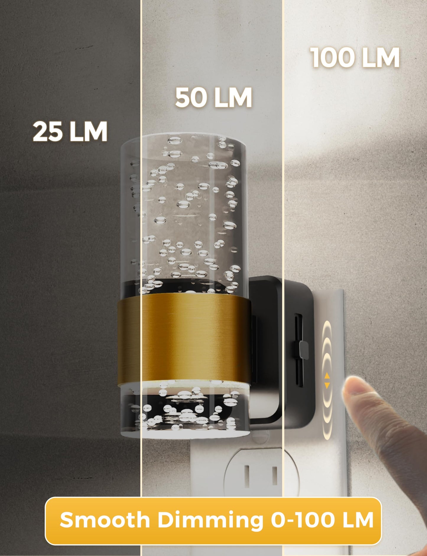Night Lights Plug into Wall, Soft Light LED Night Light with Adjustable Brightness, Plug in Night Light with Auto Light Sensor, Wall Sconce-Style Design Night Light for Bathroom,Hallway, 2 Pack