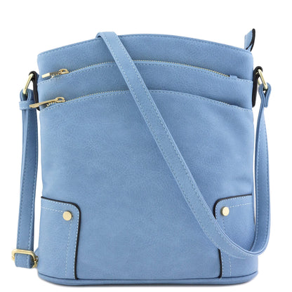 ALYSSA Triple Zip Pocket Large Crossbody Bag