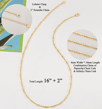 Aobei Pearl 18K Gold Paperclip Chain Choker Satellite Chain Biwa Pearl Pendant Necklace Dainty Jewelry for Women