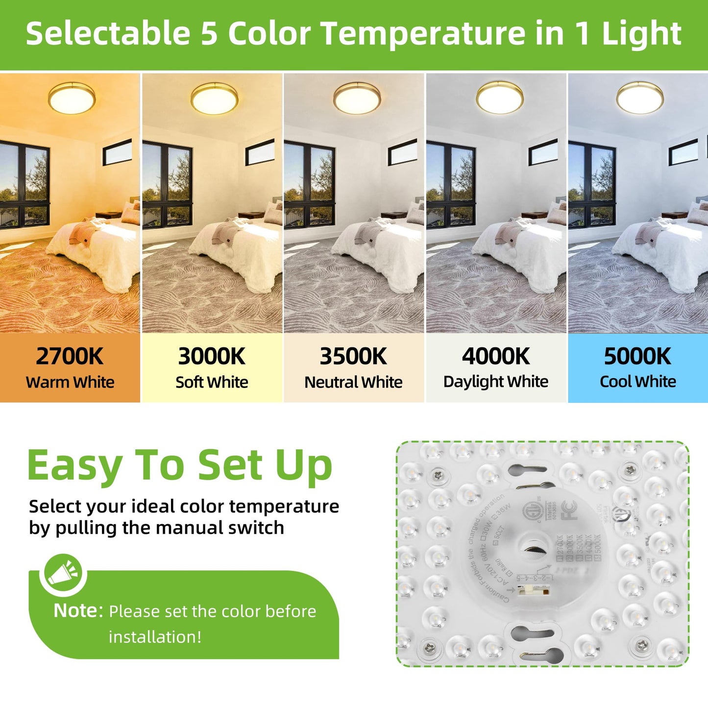 13 inch Flush Mount LED Ceiling Light Fixture, 2700K/3000K/3500K/4000K/5000K Adjustable Ceiling Lights, Oil Rubbed Bronze Saturn Dimmable Lighting for Hallway Bathroom Kitchen or Stairwell, ETL Listed