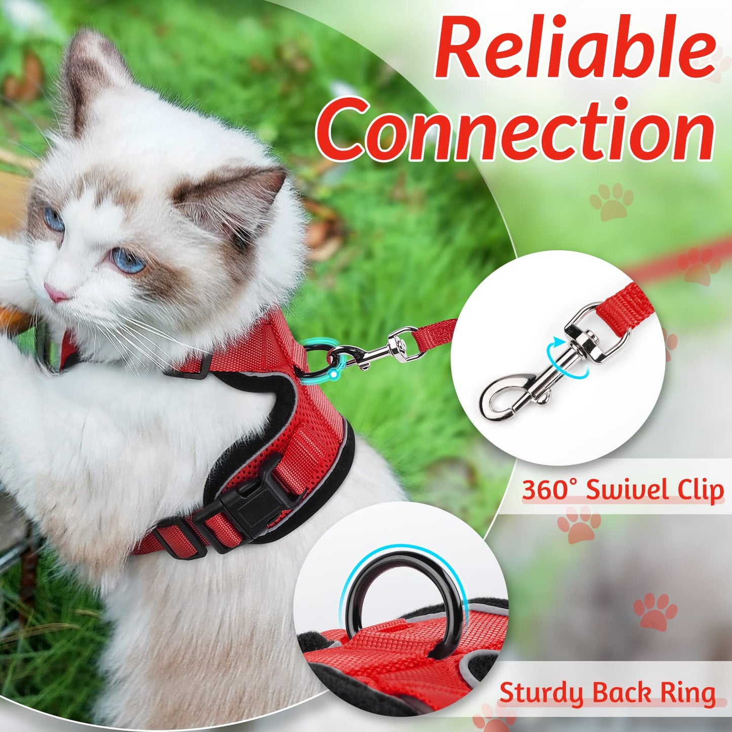 rabbitgoo Cat Harness and Leash for Walking, Escape Proof Soft Adjustable Vest Harnesses for Cats, Easy Control Breathable Reflective Strips Jacket, Black, XS