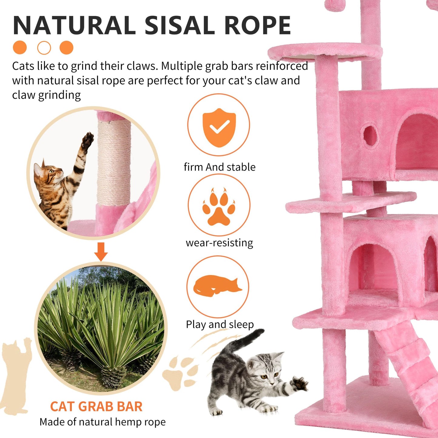 BestPet 54in Cat Tree Tower for Indoor Cats,Multi-Level Furniture Activity Center with Scratching Posts Stand House Condo Funny Toys Kittens Pet Play House,Dark Gray
