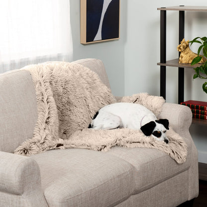 Furhaven - Manta impermeable y lavable para perros y gatos de interior, hecha en piel sintética de pelo largo sintético y terciopelo en color madera, XL, gris niebla