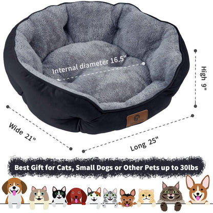 Asvin Small Dog Bed for Small Dogs, Cat Beds for Indoor Cats, Pet Bed for Puppy and Kitty, Extra Soft & Machine Washable with Anti-Slip & Water-Resistant Oxford Bottom, Grey, 20 inches