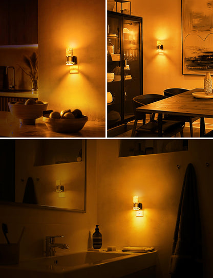 Night Lights Plug into Wall, Soft Light LED Night Light with Adjustable Brightness, Plug in Night Light with Auto Light Sensor, Wall Sconce-Style Design Night Light for Bathroom,Hallway, 2 Pack