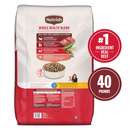 Nutrish Real Beef, Pea & Brown Rice Recipe Whole Health Blend Dry Dog Food, 40 lb. Bag, Packaging May Vary (Rachael Ray)