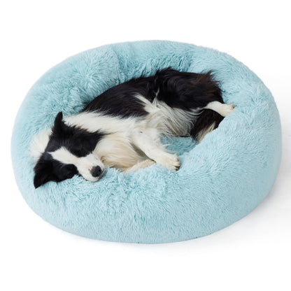 Bedsure Calming Cat Beds for Indoor Cats - Small Cat Bed Washable 20 inches, Anti-Slip Round Fluffy Plush Faux Fur Pet Bed, Fits up to 15 lbs Pets, Camel