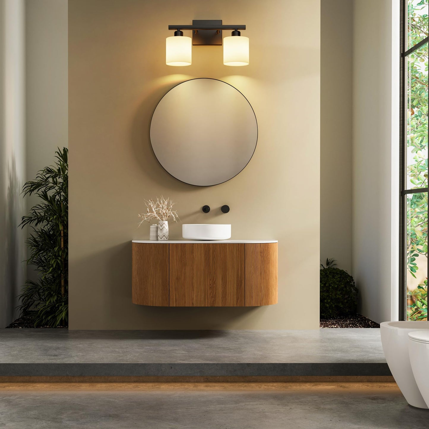 PARTPHONER Bathroom Light Fixtures, Bathroom Lighting Fixtures Over Mirror, Interior Classic Vanity Lights, Modern Bathroom Vanity Light with Textured White Glass Shade, Brushed Nickel, 3-Light